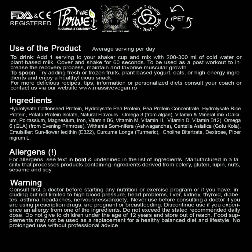 Proteina Hidrolizata Vegana Bio, 907g, 30portii