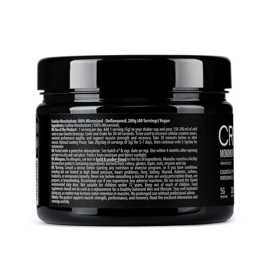 Creatină Monohidrată Pură, 100% Micronizată, Vegan 200g, 40 porții