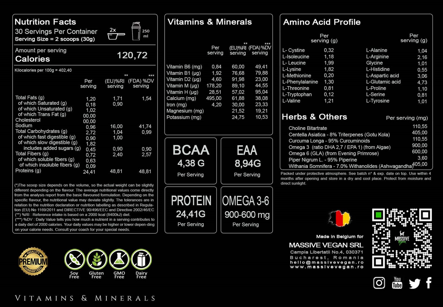 Proteina Hidrolizata Vegana Bio | Massive Vegan | 907g, 30portii